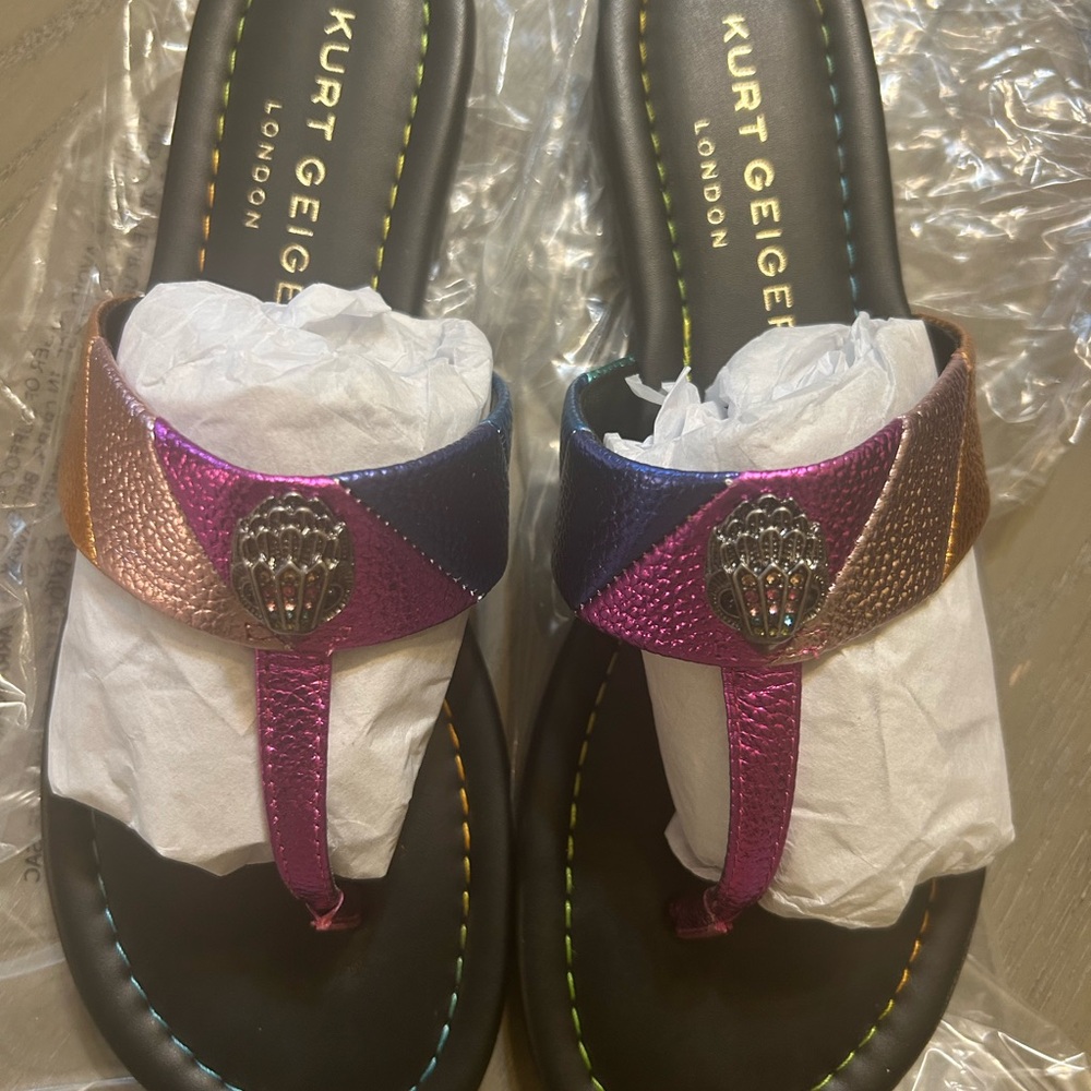 Kurt Geiger Pink and Purple Sandals with Metallic Straps. Very comfortable.